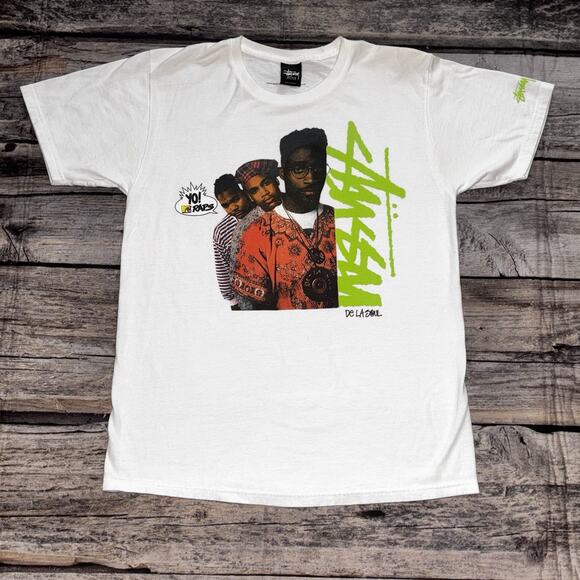Stussy Yo MTV Raps De La Soul Rap Hip Hop T Shirt White Mens Size Medium 2013 - Picture 1 of 8